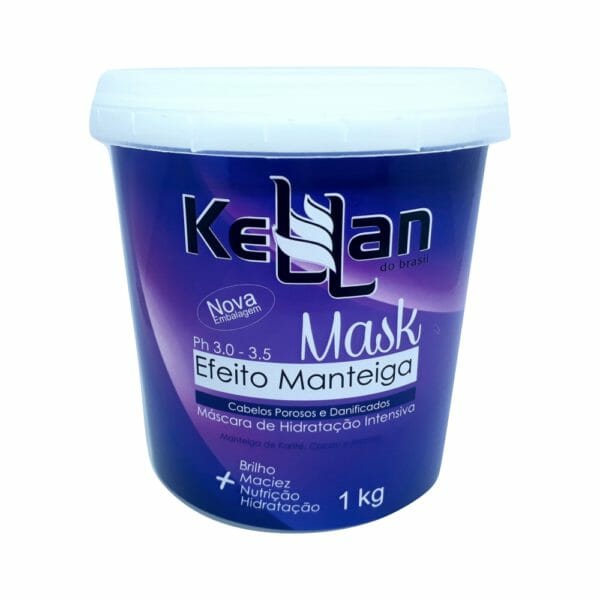 Kellan progressiva Máscara Efeito Manteiga Kellan embalagem Cabelos hidratados com Máscara Efeito Manteiga Kellan Antes e depois Máscara Efeito Manteiga Kellan