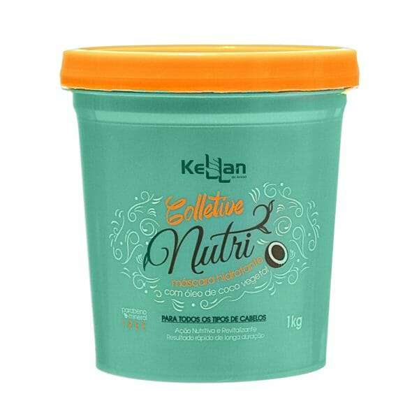 Kellan progressiva Máscara Nutri Collection Kellan", "Hidratação Profunda Óleo de Coco", "Cabelos Macios e Brilhantes Kellan