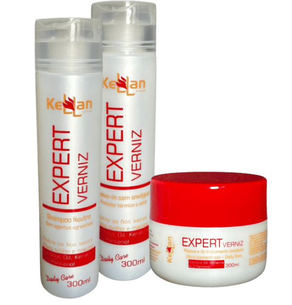 Kellan progressiva Kit Expert Verniz Daily Care da Kellan Shampoo Expert Verniz Daily Care Máscara Expert Verniz Daily Care Leave-In Expert Verniz Daily Care