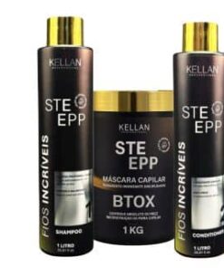 Kit Alisamento e Redução de Volume Kellan, com redutor de volume e kit progressiva, para cabelos lisos ou controlados